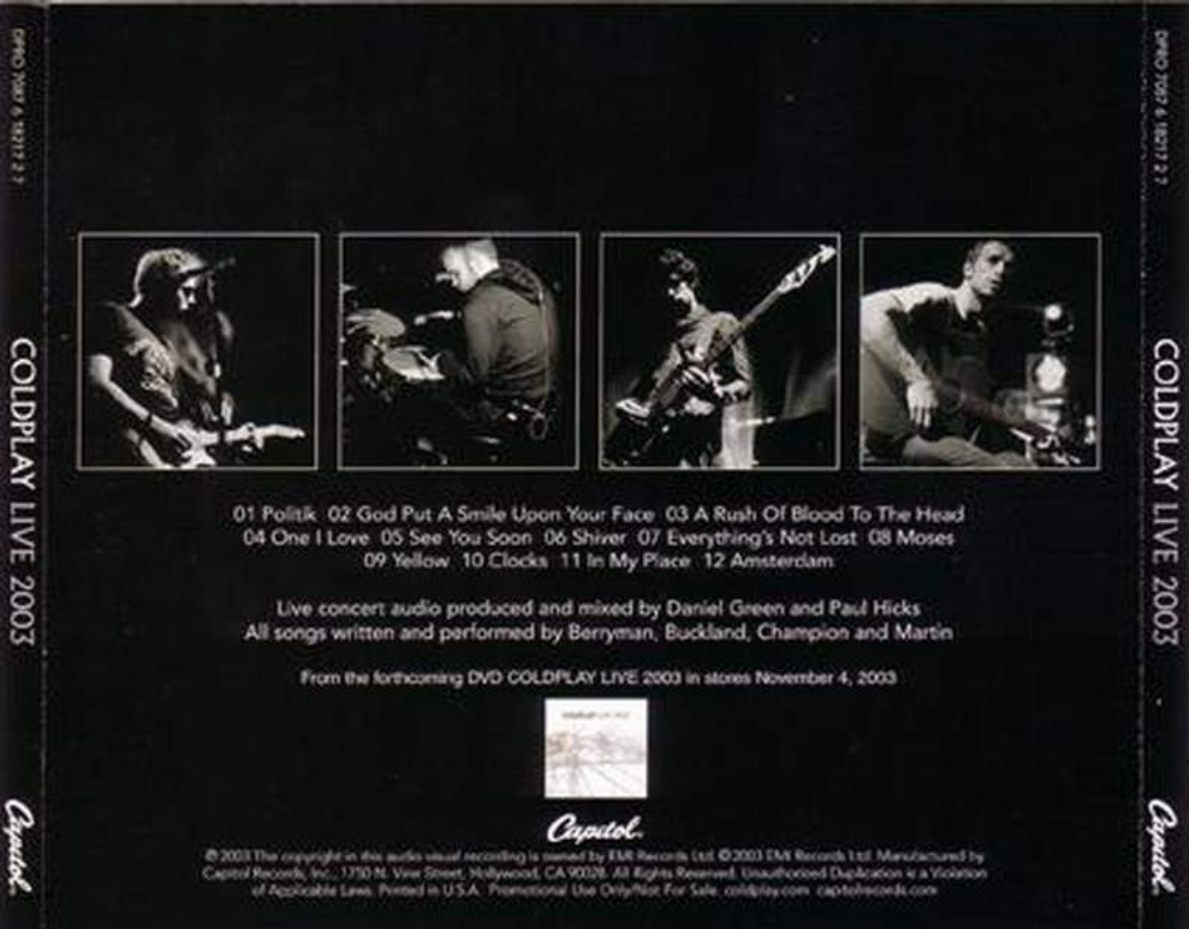 Coldplay  Live 2003 : Back